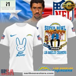 Los Angeles Chargers NFL Bad Bunny Super Bowl 3D Shirt