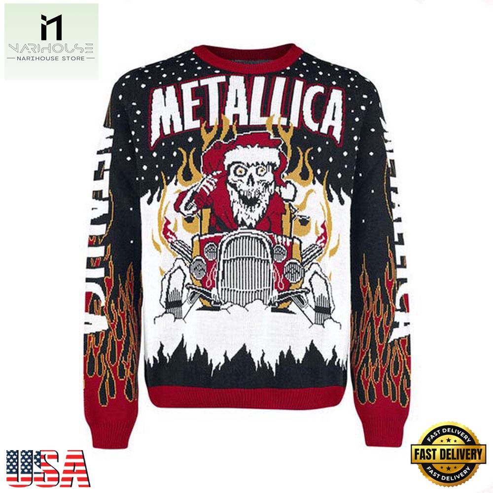 Metallica Gimme Yule Skull Santa Playing Drum Ugly Xmas Sweater Metallica Gimme Yule Skull Santa Playing Drum Ugly Xmas Sweater