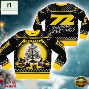 Metallicaa 72 Seasons Greetings Burnt Tree Holiday Ugly Christmas Sweater