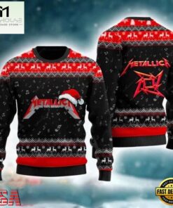 Metallicaa Ninja Star With Santa Hat Reindeer Red Black Ugly Christmas Sweater