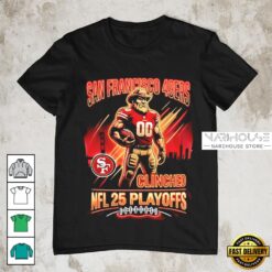 San Francisco 49ers NFL 25 Playoff Football Clinched Mascot T Shirt