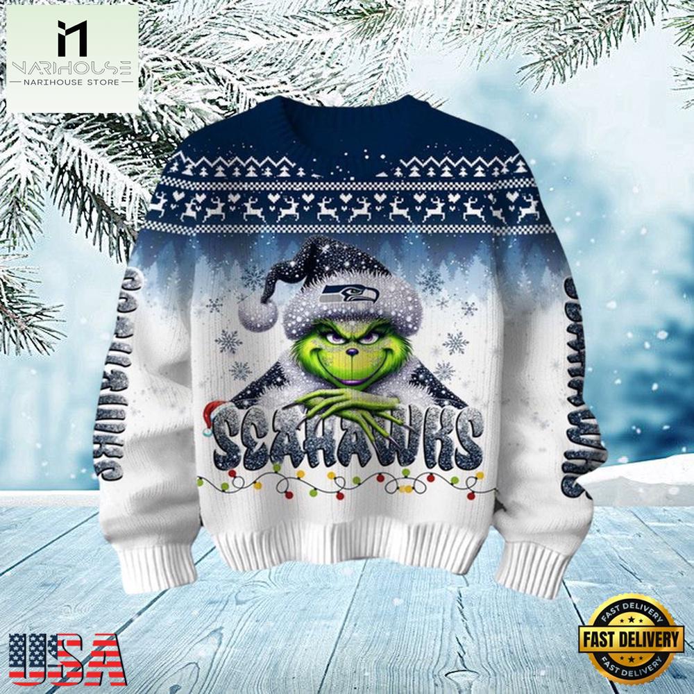 NFL Seattle Seahawks Grinch Season 2025 Xmas Ugly Sweater NFL Seattle Seahawks Grinch Season 2025 Xmas Ugly Sweater