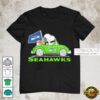 Seattle Seahawks x Snoopy and Woodstock Driving Car 2025 Graphic T-Shirt