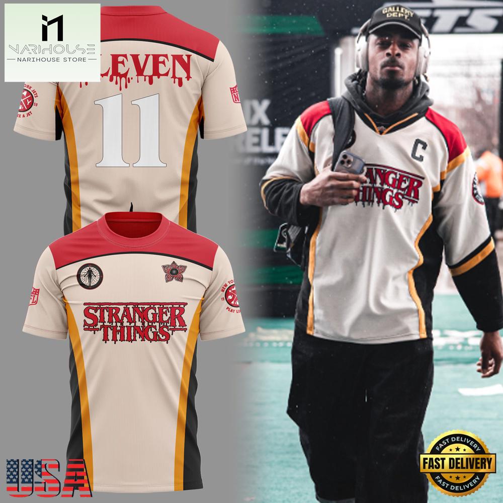 Stranger Things S5 Commemorative New York Jets Eleven Fan 3D Shirt Stranger Things S5 Commemorative New York Jets Eleven Fan 3D Shirt