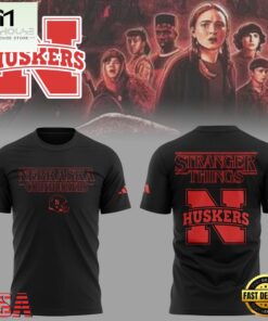 Stranger Things S5 Nebraska Huskers Bold Back Print T-Shirt