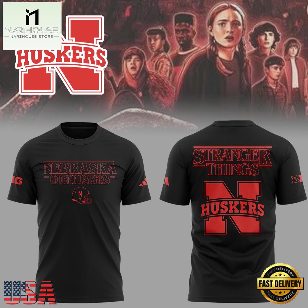 Stranger Things S5 Nebraska Huskers Bold Back Print 3D Shirt Stranger Things S5 Nebraska Huskers Bold Back Print 3D Shirt