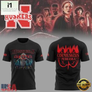 Stranger Things S5 Nebraska Huskers Cornhuskers Flame T-Shirt