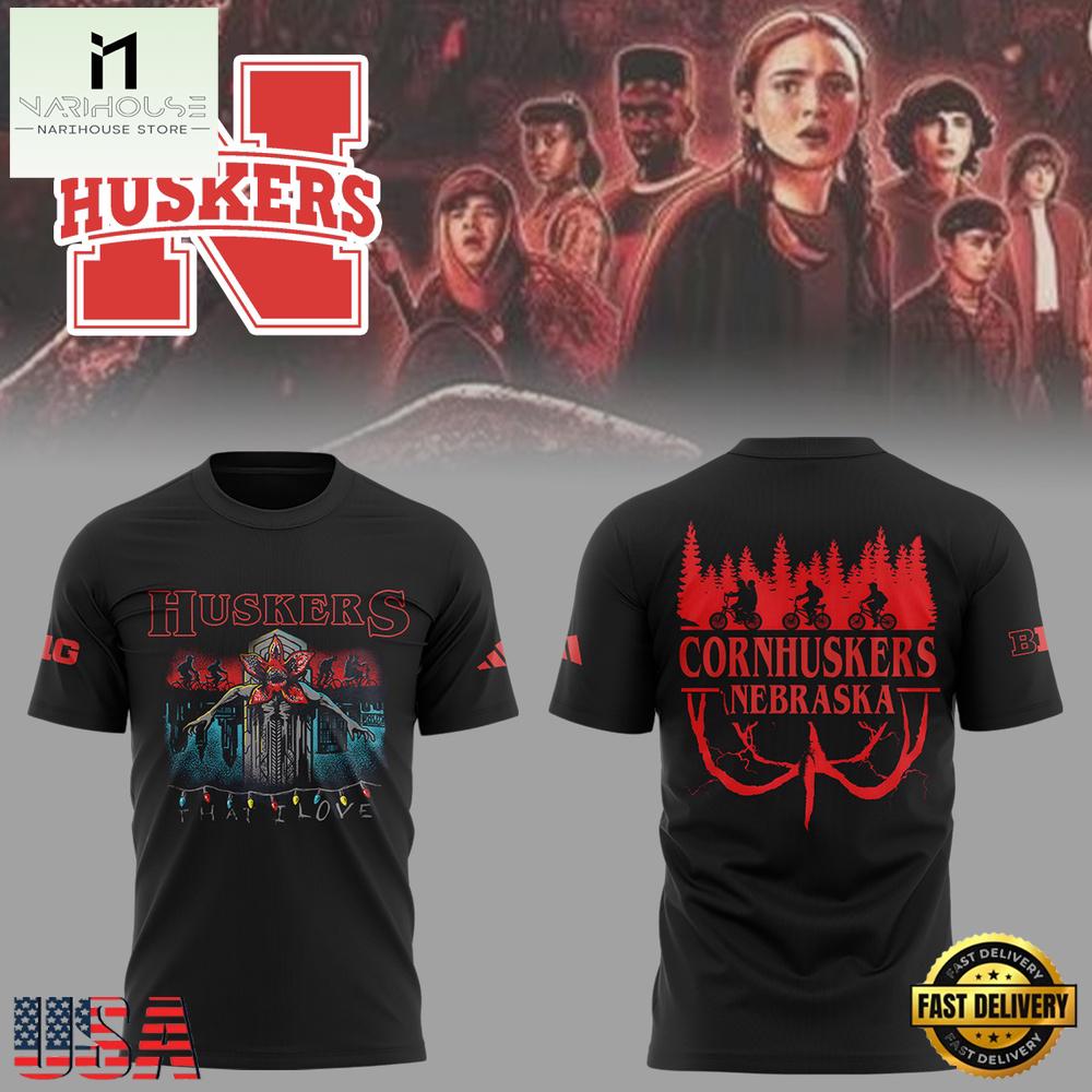 Stranger Things S5 Nebraska Huskers Cornhuskers Flame 3D Shirt Stranger Things S5 Nebraska Huskers Cornhuskers Flame 3D Shirt