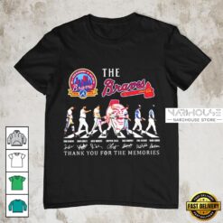 Atlanta Braves 60th Anniversary Walking Abbey Road Tribute Thank You Signature T-Shirt