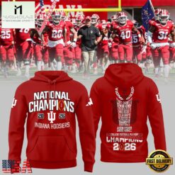 Indiana Hoosiers CFP National Champions 2026 Mascot Winner Red Hoodie