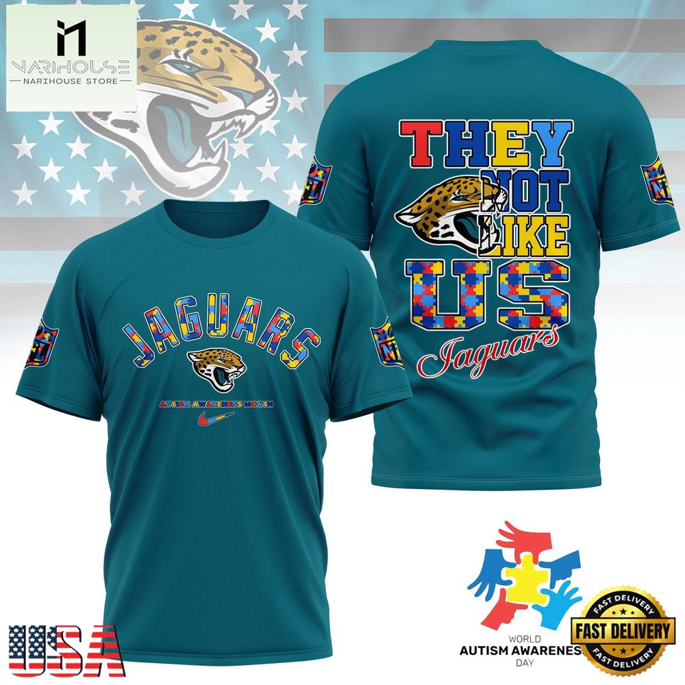 Jacksonville Jaguars 2026 NFL Autism Awareness Month Unisex 3D T Shirt Jacksonville Jaguars 2026 NFL Autism Awareness Month Unisex 3D T Shirt