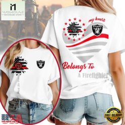 Las Vegas Raiders 2026 NFL My Heart Belongs To A Firefighter Unisex T Shirt