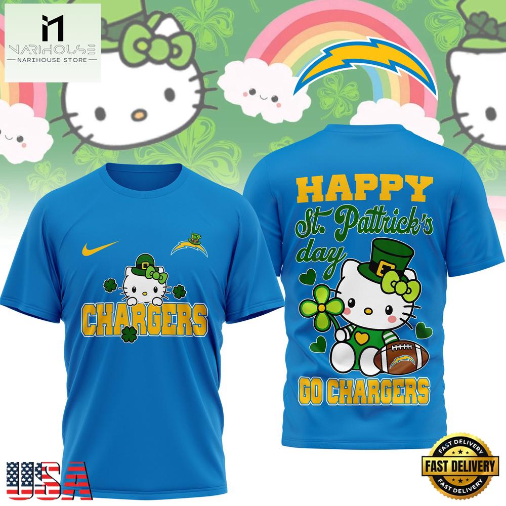 NFL Los Angeles Chargers x Hello Kitty St Patrick Day New 2026 3D Shirt NFL Los Angeles Chargers x Hello Kitty St Patrick Day New 2026 3D Shirt