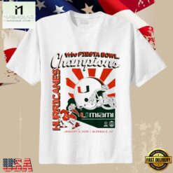 Miami Hurricanes 2026 Vrbo Fiesta Bowl National Champions Glendale Helmet T-Shirt