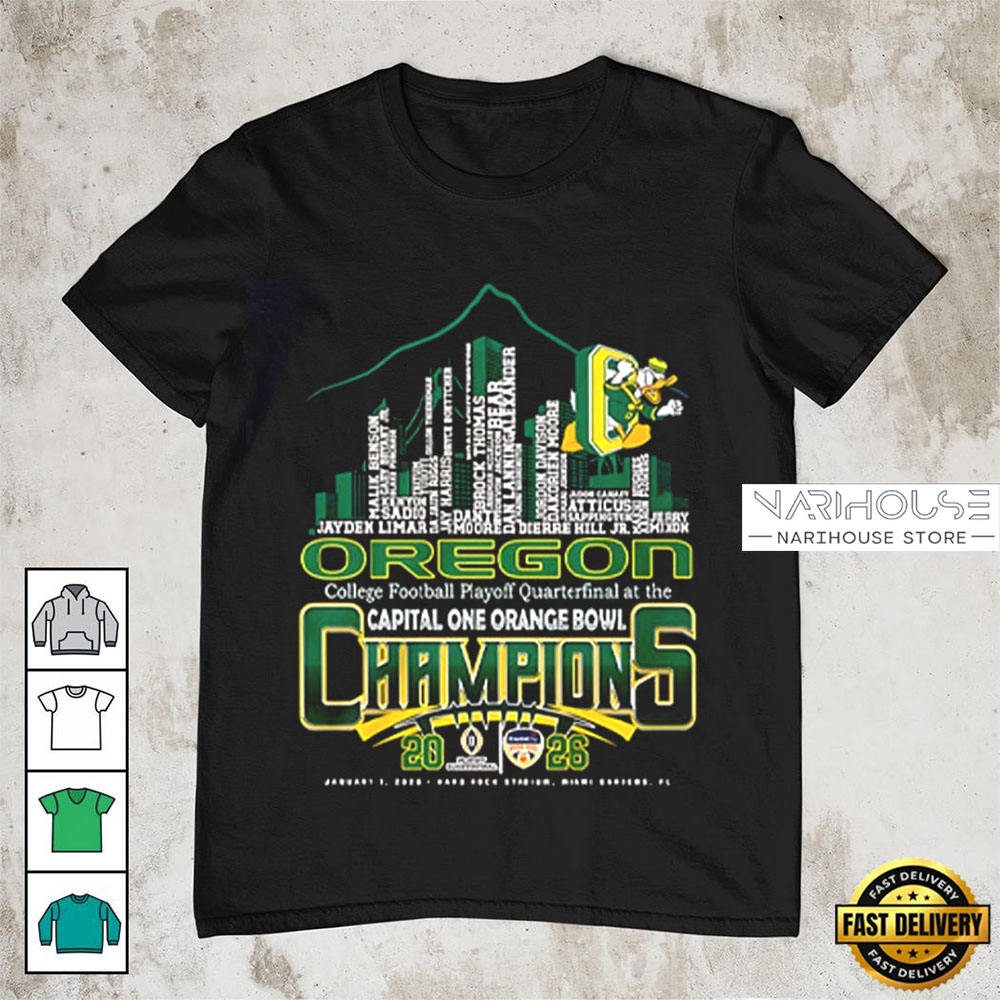 Oregon Ducks 2026 Orange Bowl Champions College Football T-Shirt Oregon Ducks 2026 Orange Bowl Champions College Football T-Shirt
