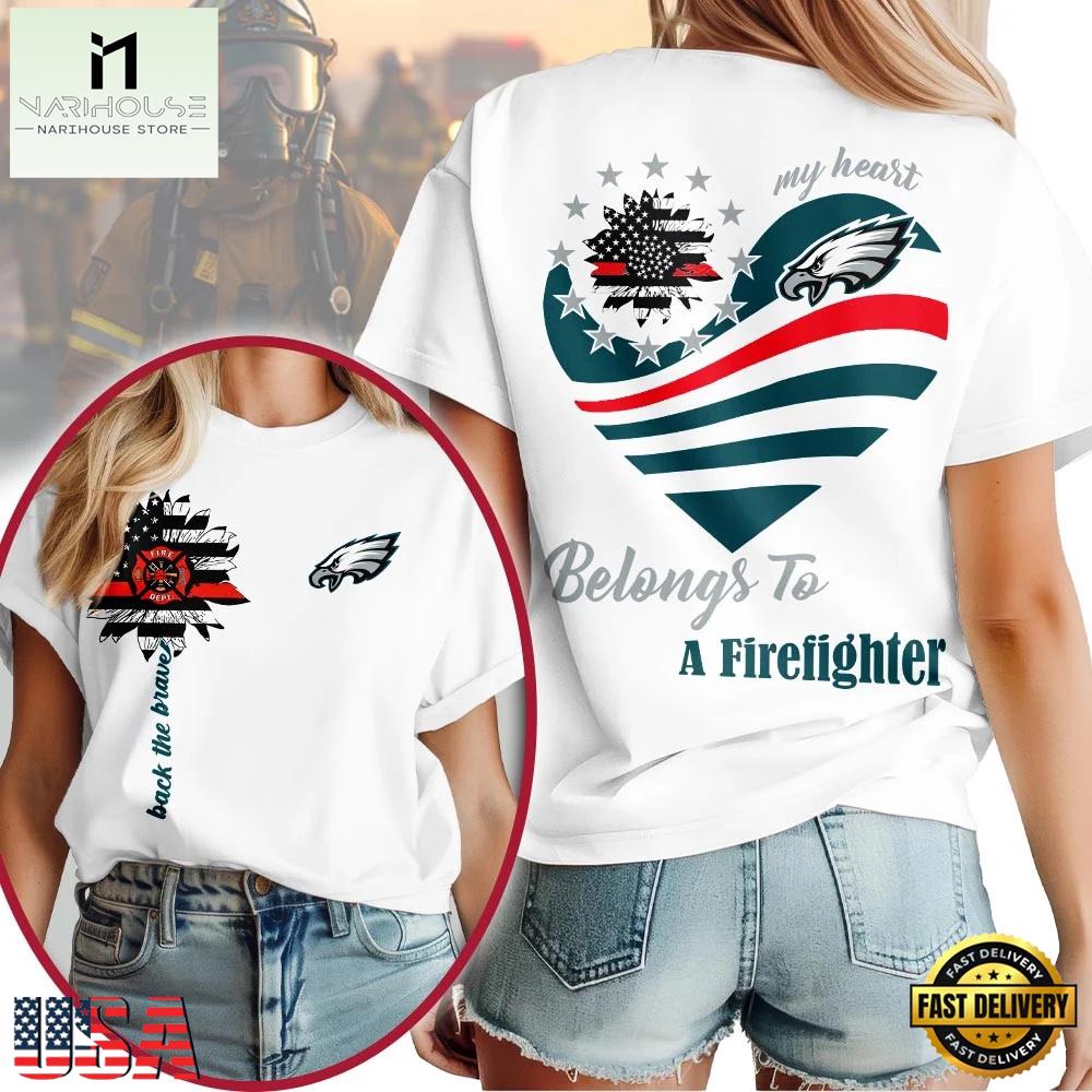Philadelphia Eagles 2026 NFL My Heart Belongs To A Firefighter Women Shirt Philadelphia Eagles 2026 NFL My Heart Belongs To A Firefighter Women Shirt