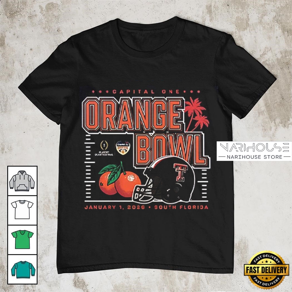 Texas Tech Red Raiders 2026 Orange Bowl Football Helmet T-Shirt Texas Tech Red Raiders 2026 Orange Bowl Football Helmet T-Shirt