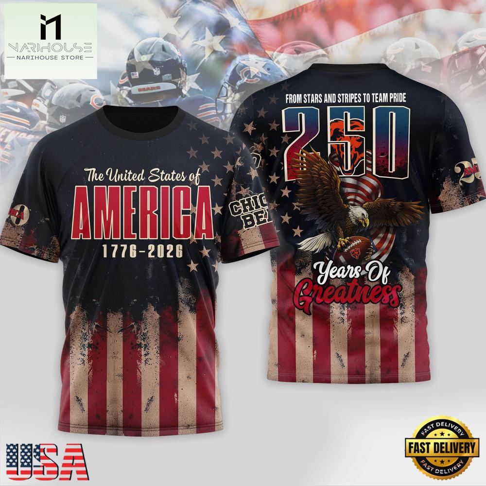 Chicago Bears NFL 250th Anniversary Of America 2026 Unisex T-Shirt Chicago Bears NFL 250th Anniversary Of America 2026 Unisex T-Shirt