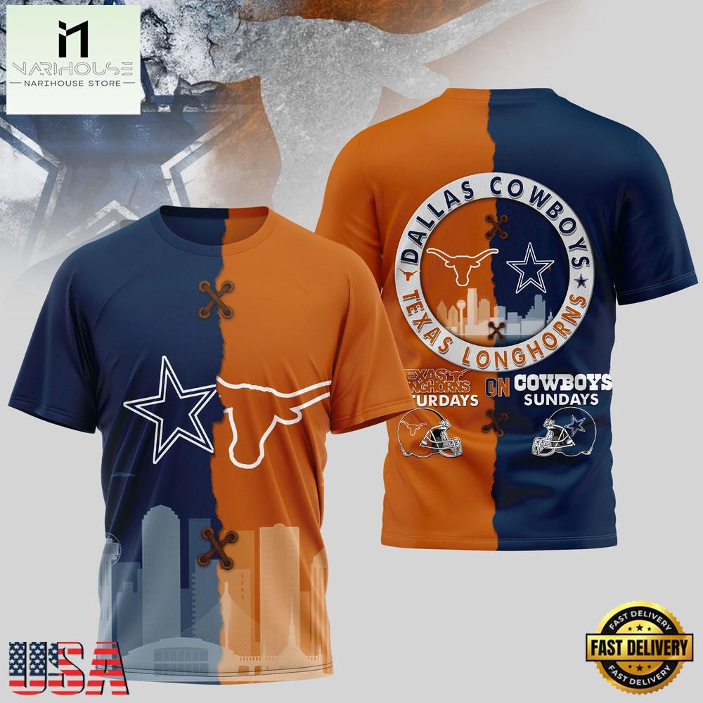 Dallas Cowboys NFL x Texas Longhorns NCAA Unisex T Shirt Dallas Cowboys NFL x Texas Longhorns NCAA Unisex T Shirt