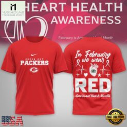 Green Bay Packers 2026 NFL February is American Heart Month Limited Edition 3D Shirt