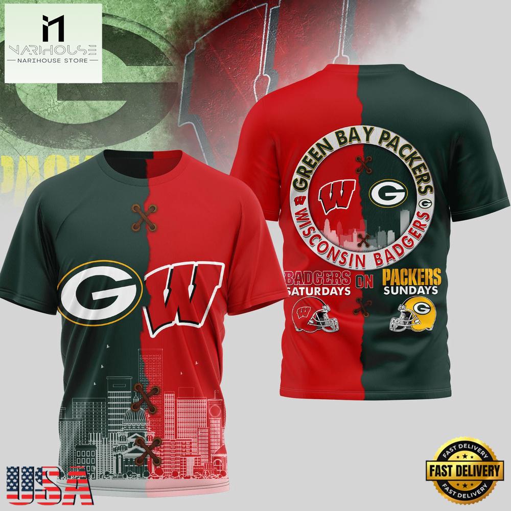 Green Bay Packers NFL x Wisconsin Badgers NCAA Unisex T Shirt Green Bay Packers NFL x Wisconsin Badgers NCAA Unisex T Shirt
