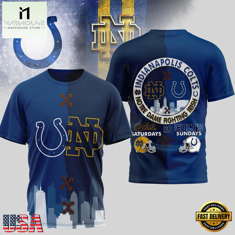 Indianapolis Colts NFL x Notre Dame Fighting Irish NCAA Unisex T Shirt Indianapolis Colts NFL x Notre Dame Fighting Irish NCAA Unisex T Shirt