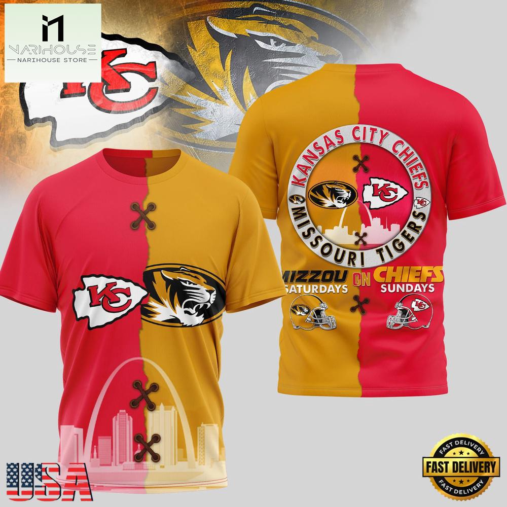 Kansas City Chiefs NFL x Missouri Tigers NCAA Unisex T Shirt Kansas City Chiefs NFL x Missouri Tigers NCAA Unisex T Shirt