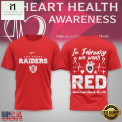 Las Vegas Raiders 2026 NFL February is American Heart Month Limited Edition 3D Shirt