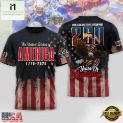 Los Angeles Chargers 2026 NFL 250th Anniversary Of America 3D Shirt