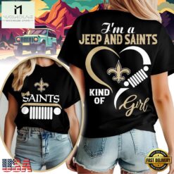 New Orleans Saints NFL Jeep Girl Women's Black 3D Shirt