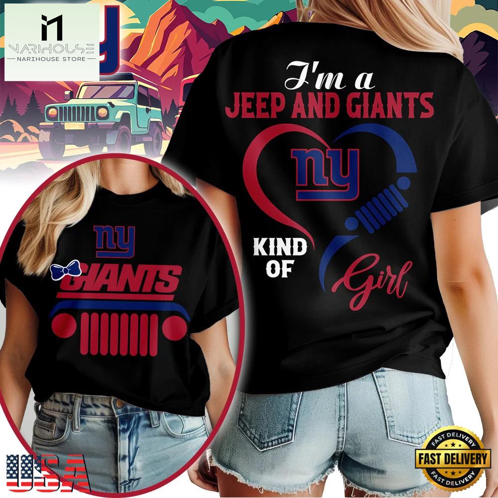 New York Giants NFL Premium Jeep Girl Women's Black Shirt New York Giants NFL Premium Jeep Girl Women's Black Shirt