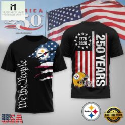 Pittsburgh Steelers NFL We The People USA 250th Anniversary Black T Shirt