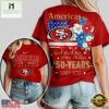 San Francisco 49ers NFL America The Beautiful 250 Years 2026 Women T Shirt 3 San Francisco 49ers NFL America The Beautiful 250 Years 3D Shirt