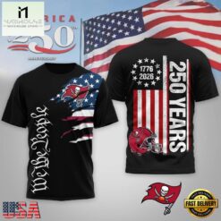 Tampa Bay Buccaneers NFL We The People USA 250th Anniversary Black T Shirt