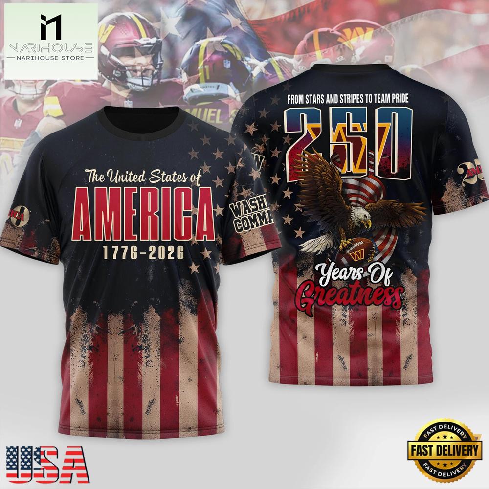 Washington Commanders NFL 250th Anniversary Of America 2026 Unisex T-Shirt Washington Commanders NFL 250th Anniversary Of America 2026 Unisex T-Shirt