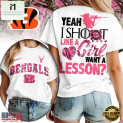 Cincinnati Bengals Premium NFL Shoot Like A Girl Women T-Shirt