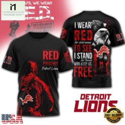 Detroit Lions 2026 NFL RED Friday 3D T Shirt