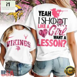 Minnesota Vikings Premium NFL Shoot Like A Girl Women T-Shirt