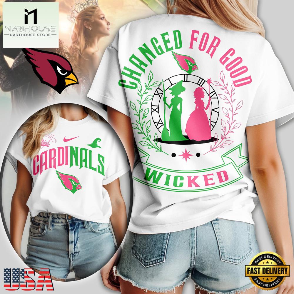 NFL Arizona Cardinals Wicked Changed For Good 3D T-Shirt For Womens NFL Arizona Cardinals Wicked Changed For Good 3D T-Shirt For Womens