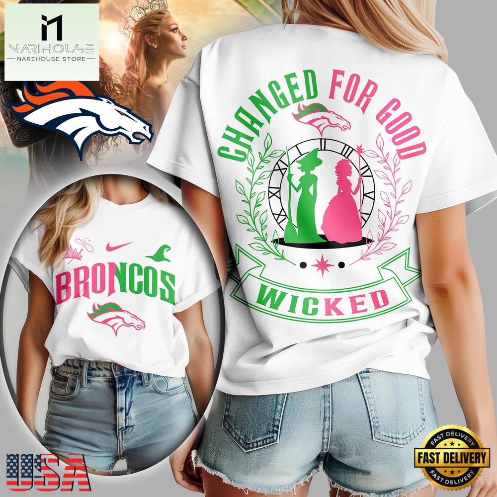 NFL Denver Broncos Wicked Changed For Good 3D T-Shirt For Womens NFL Denver Broncos Wicked Changed For Good 3D T-Shirt For Womens