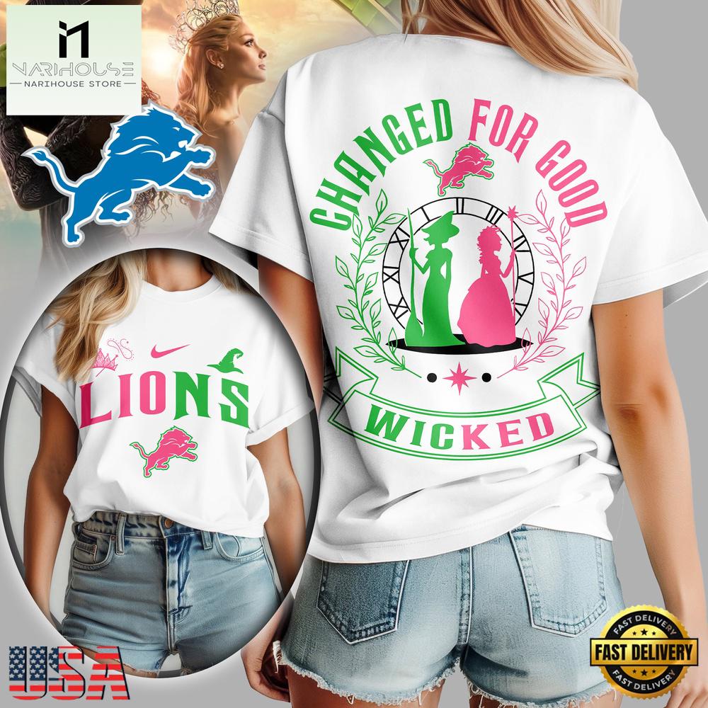 NFL Detroit Lions Wicked Changed For Good 3D T-Shirt For Womens NFL Detroit Lions Wicked Changed For Good 3D T-Shirt For Womens
