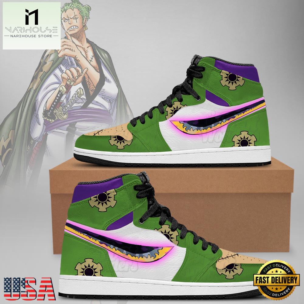 One Piece - Zoro Special Edition Nike Air Jordan 1 High Top Shoes, Running Sneakers One Piece - Zoro Special Edition Nike Air Jordan 1 High Top Shoes, Running Sneakers