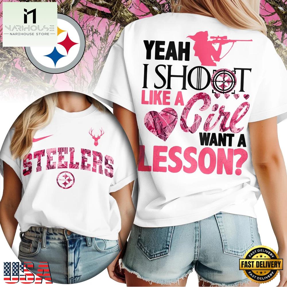 Pittsburgh Steelers NFL Shoot Like A Girl Women T-Shirt Pittsburgh Steelers NFL Shoot Like A Girl Women T-Shirt