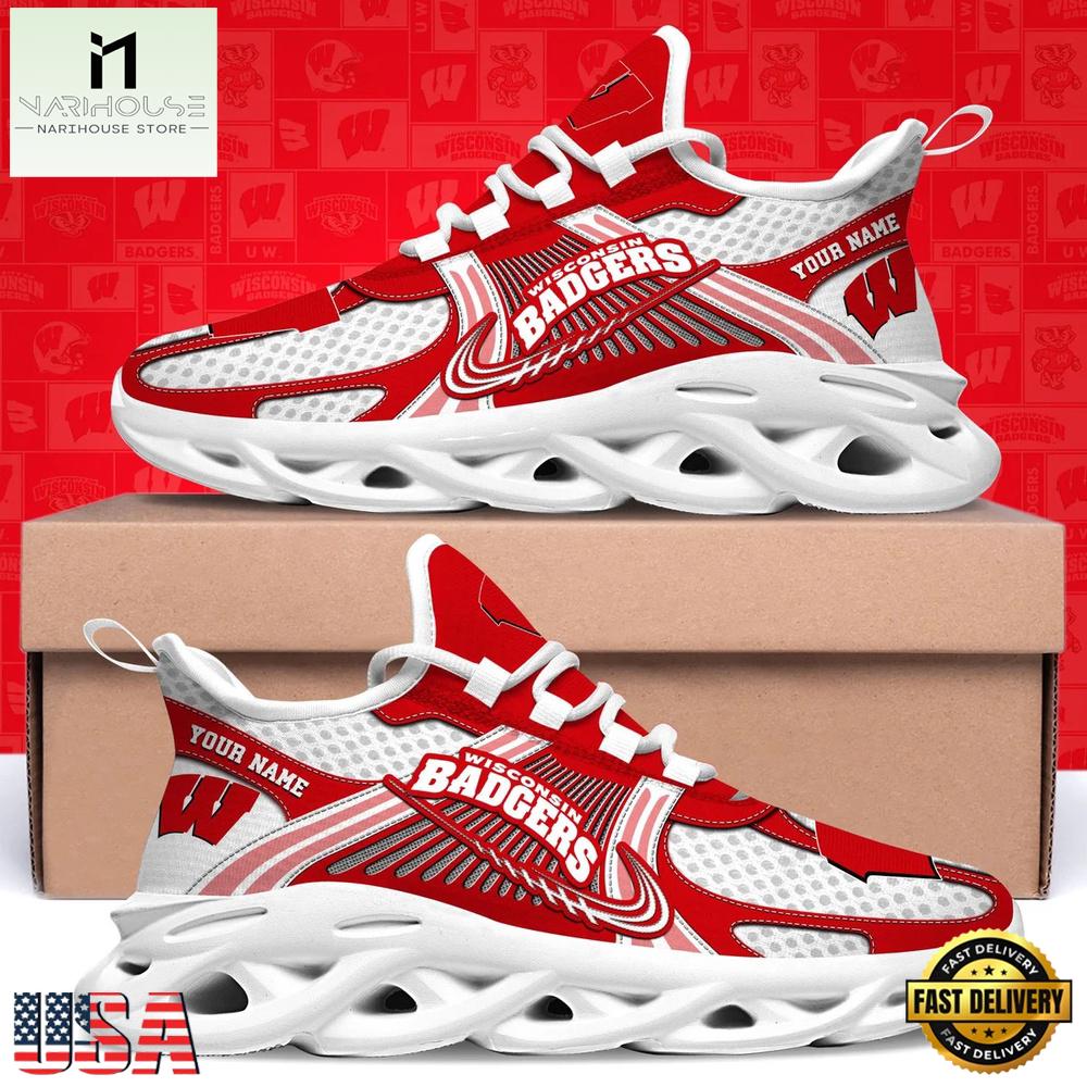 Wisconsin Badgers Custom Name Special Edition Max Soul Shoes Wisconsin Badgers Custom Name Special Edition Max Soul Shoes