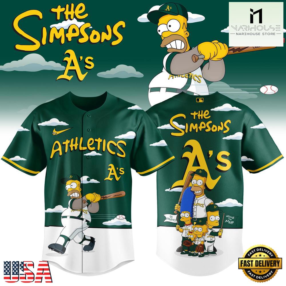 Oakland Athletics x The Simpsons New Design Baseball Jersey Shirt Oakland Athletics x The Simpsons New Design Baseball Jersey Shirt