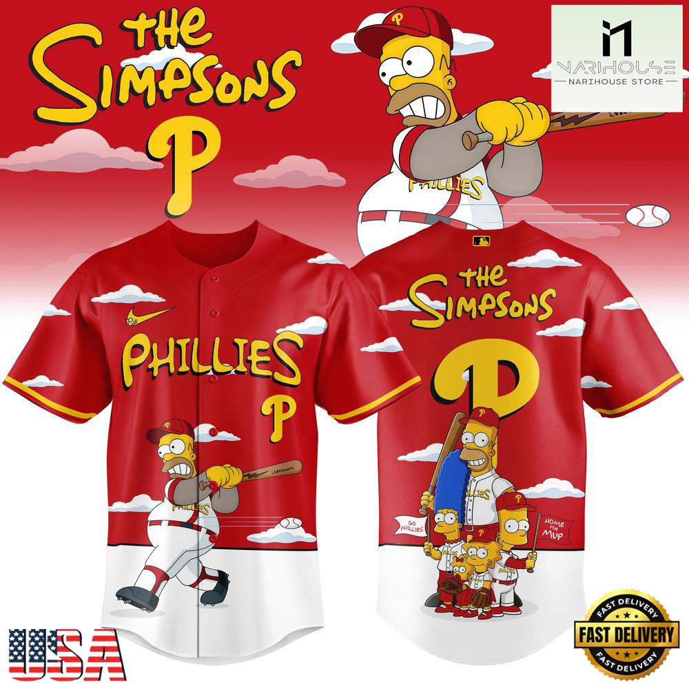 Philadelphia Phillies x The Simpsons New Design Baseball Jersey Shirt Philadelphia Phillies x The Simpsons New Design Baseball Jersey Shirt