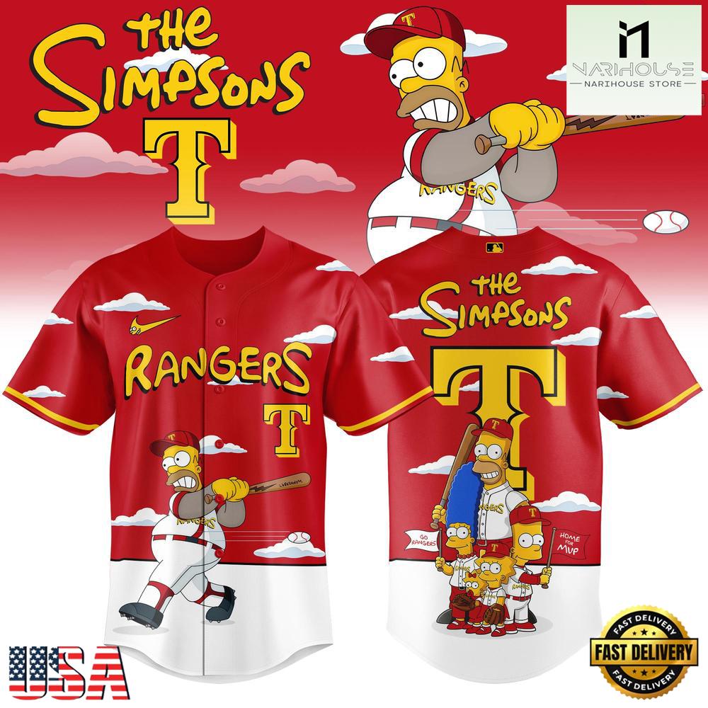 Texas Rangers x The Simpsons New Design Baseball Jersey Shirt Texas Rangers x The Simpsons New Design Baseball Jersey Shirt