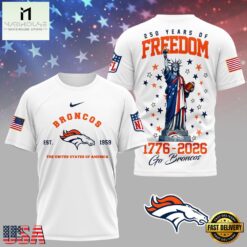 Denver Broncos NFL 250 Years of American Freedom 3D T-Shirt
