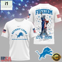 Detroit Lions NFL 250 Years of American Freedom 3D T-Shirt
