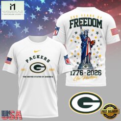 Green Bay Packers NFL 250 Years of American Freedom 3D T-Shirt